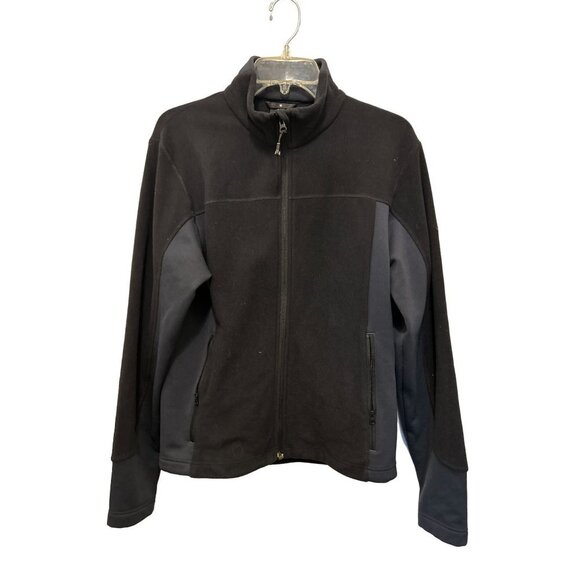 VAUDE Size Med Full Zip Jacket Sweatshirt Black Fleece - Picture 1 of 10